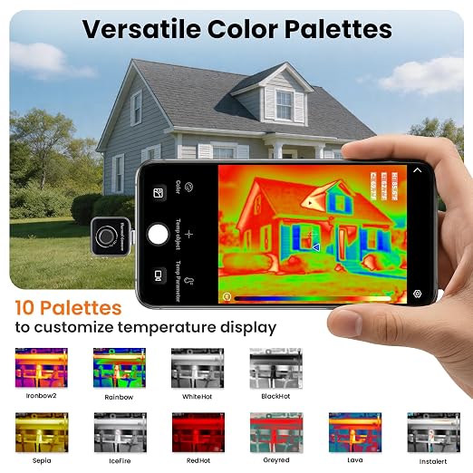 Thermal Camera, Thermal Imaging Camera for Android, 128x96 Ture IR Resolution Infrared Camera, 14℉ to 842℉（-10℃ to 450℃), 10 Color Palettes