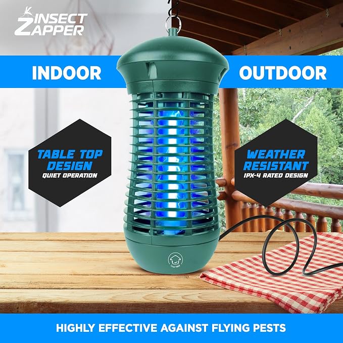Livin’ Well Green Bug Zapper Indoor Outdoor - 4000V High Powered Electric Mosquito Zapper Home Patio, 1,500 Sq Ft Range Fly Trap,18W UVA Bulb Mosquito Killer Lamp Insect Bug Light