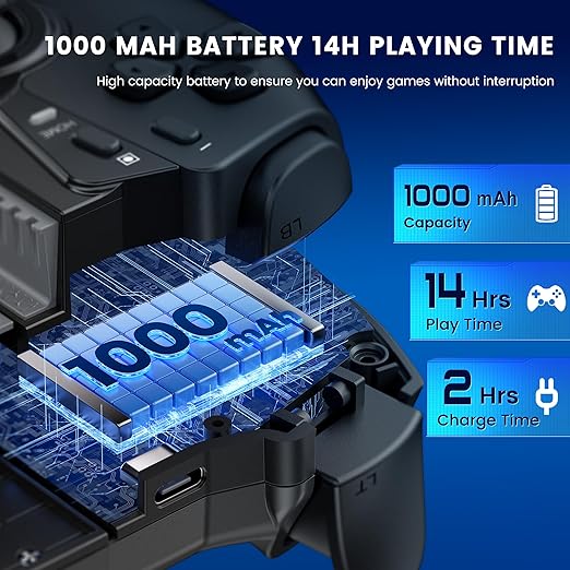 Mobile Gaming Controller for iPhone/Android/Switch 2/Switch/OLED/iPad Mini, Wireless Switch Controller One-Piece Joypad with Hall Effect Joysticks/Hall Triggers Support Xbox Cloud, Steam Link,Black