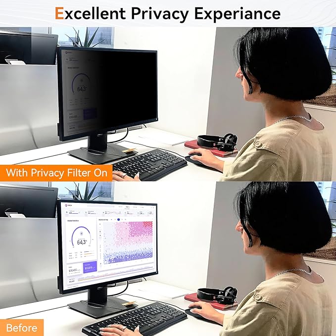 [2 Pack] 20 Inch Computer Privacy Screen for 16:9 Aspect Ratio Widescreen Monitor, Eye Protection Anti Glare Blue Light Computer Monitor Privacy Filter, Removable Anti-Scratch 20in Protector Film