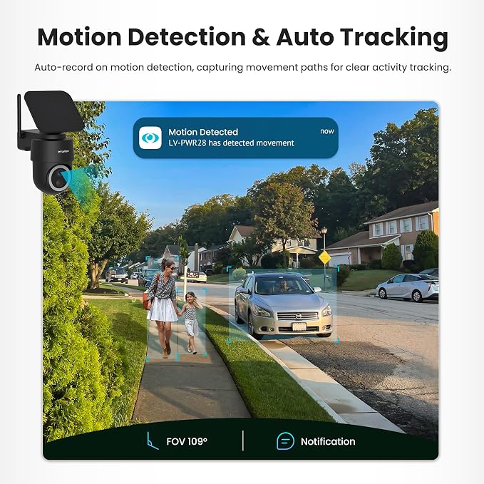 LaView 2K Solar Camera Outdoor Wireless, 100% Wire-Free WiFi Cameras for Home Security, 360° Rechargeable Battery Outdoor Camera, IP65, Color Night Vision, Two-Way Audio, Work with Alexa(4 Pack)
