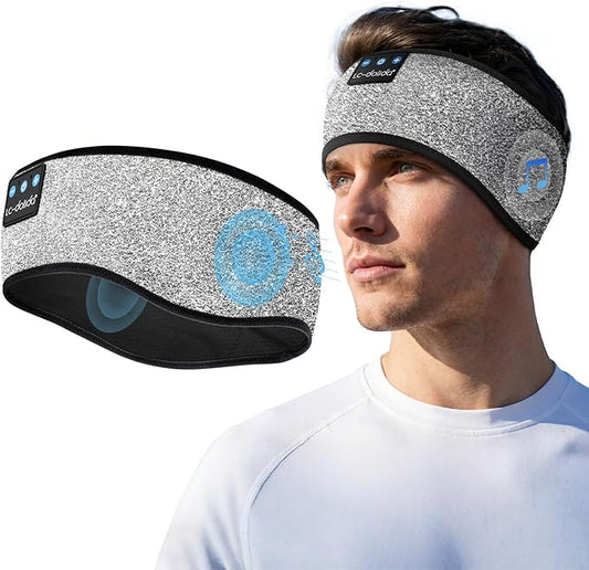 LC-dolida Sleep Headphones Bluetooth 5.4, Headband Headphones Earphones Wireless, Sleep Mask for Gifts,Workout,Jogging,Yoga(Sliver)