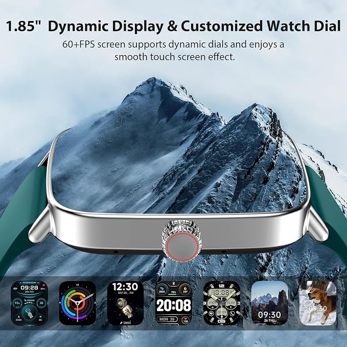 Tensky Smart Watch for Women, 1.85" HD AMOLED Fitness Tracker (Answer/Call) with 24/7 Heart Rate/Sleep/SpO2 Monitor for iPhone & Android, 120+ Sports Modes Smartwatch with IP68 Waterproof, 2 Bands