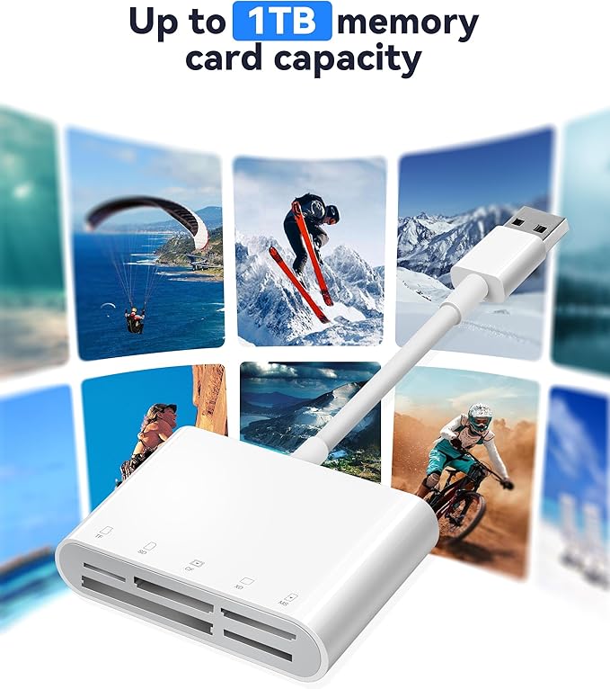 Fubiaofei SD Card Reader, 5 in 1 USB USB-C Dual Connector to SD/TF/CF/Micro SD/XD/MS Multi Memory Card Reader OTG Adapter -Compatible with Windows/Mac/Linux/Android, Plug & Play