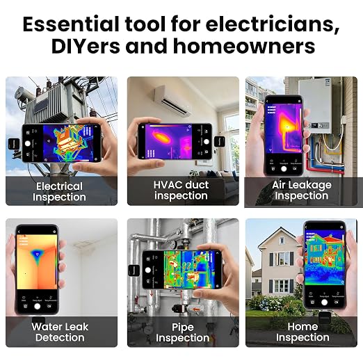 Thermal Camera, Thermal Imaging Camera for Android, 128x96 Ture IR Resolution Infrared Camera, 14℉ to 842℉（-10℃ to 450℃), 10 Color Palettes
