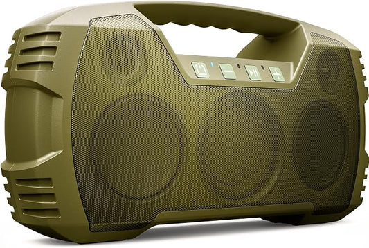IPX7 Waterproof Outdoor Bluetooth Speaker, Wireless, 90W(Peak), 32H Playtime, Floating Design, Deep Bass & Loud Stereo Sound, Portable with Handle, Rugged for Pool, Beach, Kayaking, Hiking, ThymeGreen