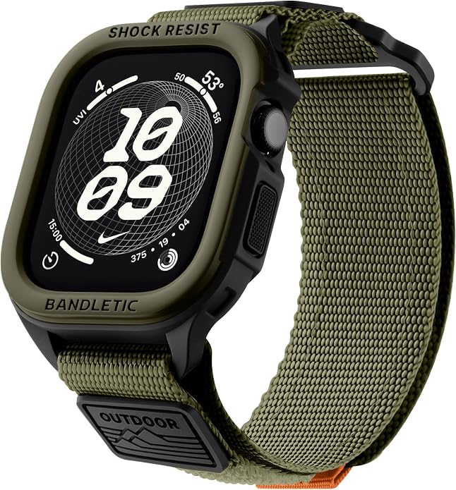 Bandletic Rugged Case with Band Compatible with Apple Watch 49mm(Ultra 3/2/1),46mm(Series 11/10), 45mm(Seriess 9/8/7),44mm(SE3/SE2/SE/6/5/4), Protective Cover Sport Accessories for iWatch Men