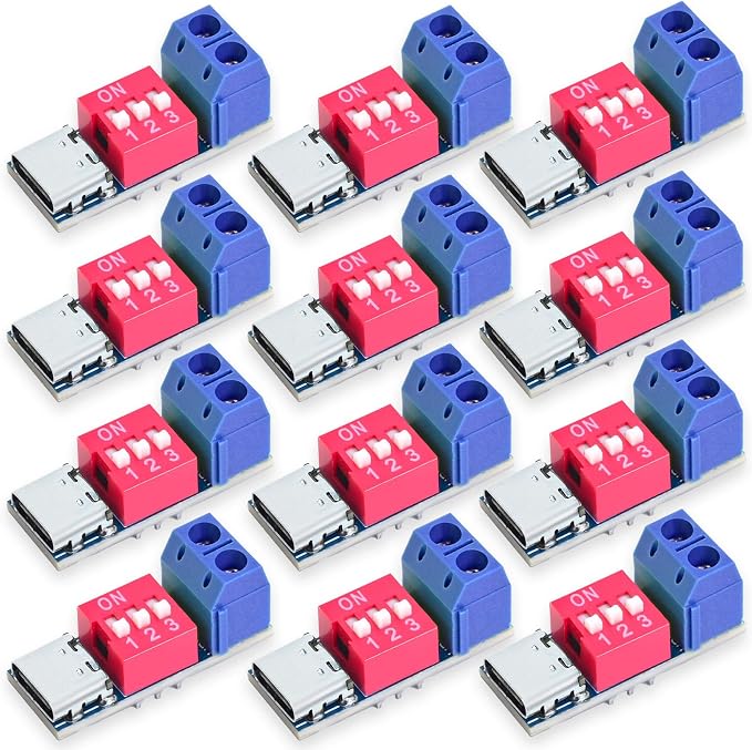 PD Fast Charging Test Board 5-20V Adjustable PD Trigger Board Module USB Type-C 100W Voltage Connetor Power Supply Accessories (12PCS)