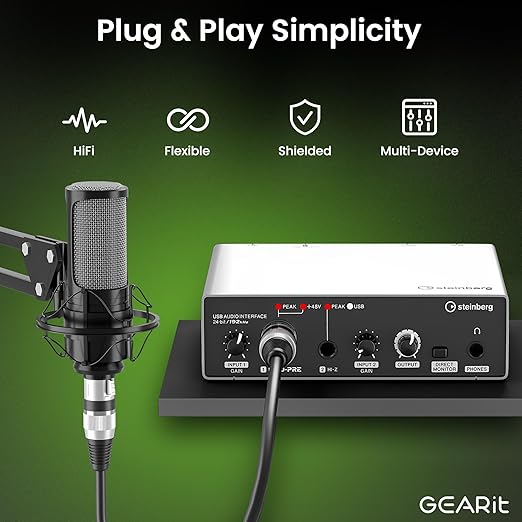 GEARit XLR Cables, Male to Female Microphone Cable 3-Pin Balanced Shielded Mixer XLR to XLR Cable for Recording Studio, Podcast, 6ft 2pack