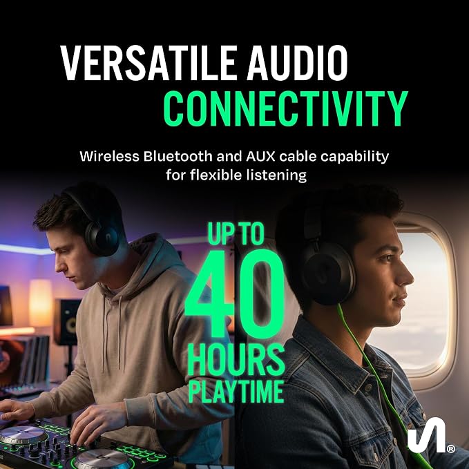 The Next Sound by Tiësto Noise Cancelling Headphones Wireless Bluetooth, MX41H Over Ear Headphones with Microphone, Hybrid ANC, 40H Playtime, Foldable Headset with AUX & Low Latency Gaming Mode
