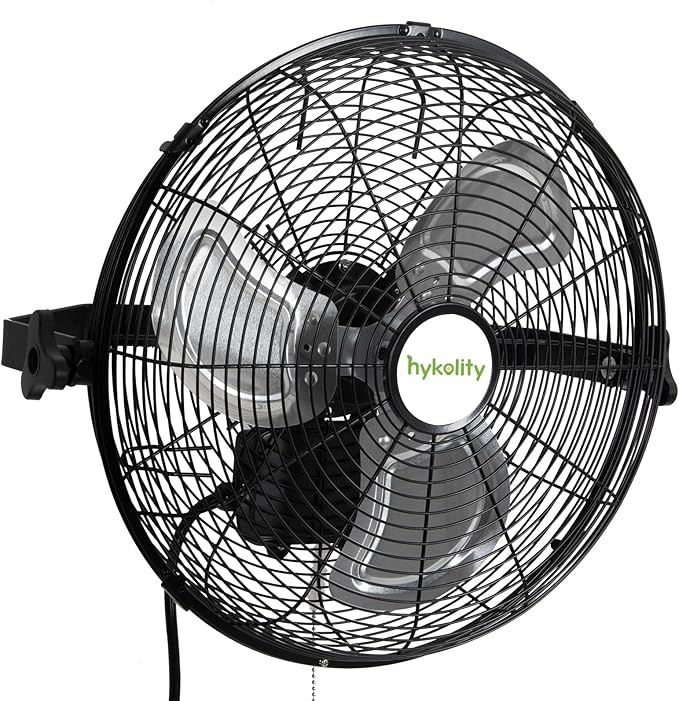 hykolity 3000 CFM 14 in. Outdoor Wall Mount Fan, 3-Speed Industrial Grade High Velocity Outdoor Fans, Black Waterproof Wall Fan for Patio, Garage, Commercial, and Gazebo - ETL Listed