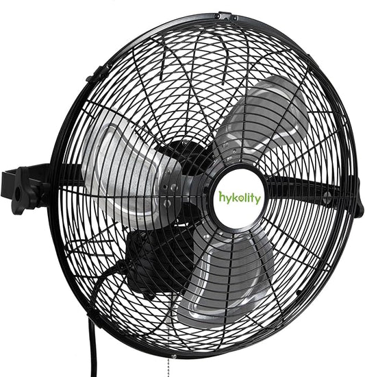 hykolity 3000 CFM 14 in. Outdoor Wall Mount Fan, 3-Speed Industrial Grade High Velocity Outdoor Fans, Black Waterproof Wall Fan for Patio, Garage, Commercial, and Gazebo - ETL Listed