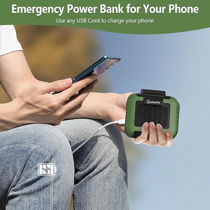 Portable Waist Fan - 6000mAh Battery, 3 Speeds, Strong Airflow, Up to 16 Hours Working Time, Portable Hands-Free Cooling Belt Clip Fan for Construction Workers, Couriers, and Campers