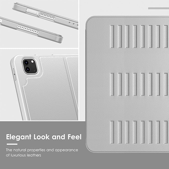 VIKESI Case for iPad Pro 12.9 6th / 5th / 4th / 3rd Generation Case 2022/2021/2020/2018,Multiple Angles Magnetic Stand Cover,Shockproof Soft Back,Pencil Holder,and Auto Sleep/Wake,Gray