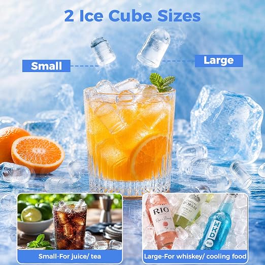 OSTBA Countertop Ice Maker Machine, Portable Ice Maker Makes 9 Bullet Ice Cubes in 6 Minutes, 26Lbs/Day Ice Makers Countertop with Self-Cleaning, Compact Mini Ice Maker for Home Kitchen RV Party