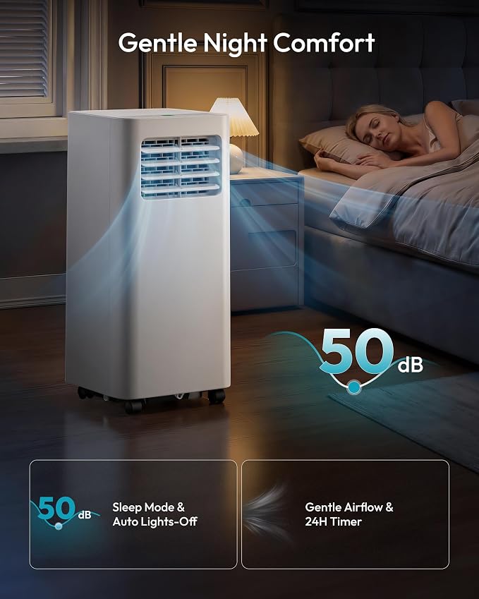 EUHOMY 10,000 BTU Portable Air Conditioners, 4 in 1 Portable AC with Cool, Dry, Fan, Sleep Modes, Room Air Conditioners with 50 dB & 24H Timer, with Remote, for Bedroom, Apartment up to 450 Sq.Ft