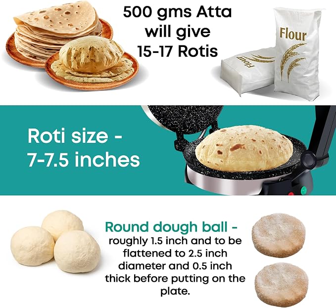 Libra Roti Maker Machine - Electric Tortilla Press with Non-Stick 8.5inch Plates and Durable Handle, Auto Temperature Control Chapati Maker Machine with Indicator Lights with 110V UL-Certified Plug
