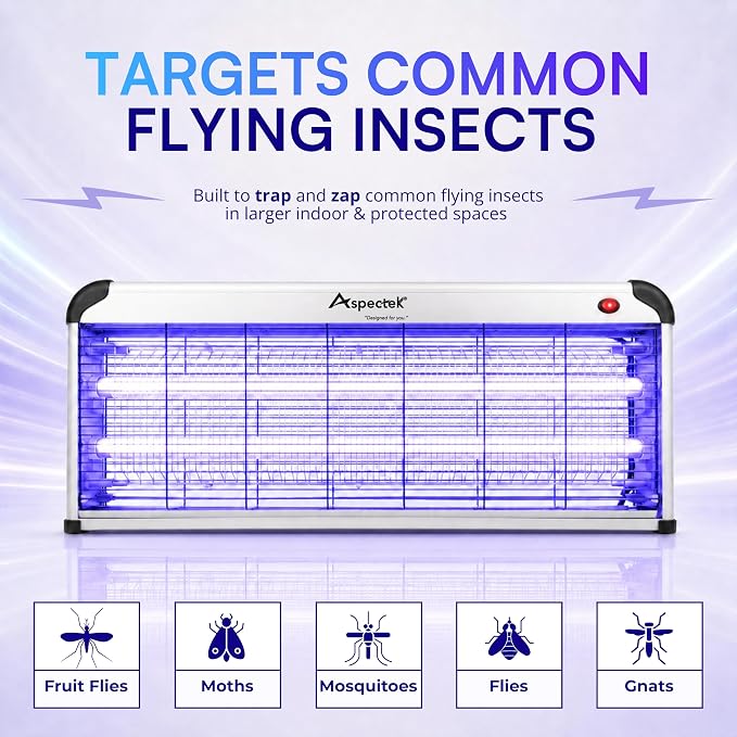 Aspectek 40W Indoor Bug Zapper Insect Killer, Mosquito Killer 25 Inch Larger Powerful Electronic Device Insect Killer for Home Restaurant and Hotel
