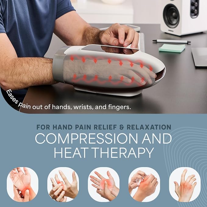 LifePro Legra Hand Massager with Heat and Compression — Cordless Electric Hand and Wrist Massager with Multi Modes — Finger Palm Pressure Point Therapy for Arthritis and Carpal Tunnel