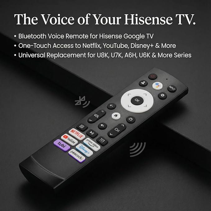 Hisense TV Remote Control Replacement with Voice Control and Bluetooth for Google TV