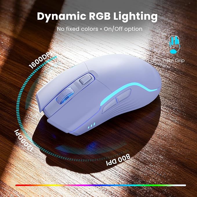 Purple Keyboard and Mouse Wireless Combo, 4000mAh Rechargeable Backlit Quiet Keyboards mice Set, USB Ergonomic Key Board with Wrist Rest & Phone Holder for PC, Mac, Windows, Natural Soft Typing