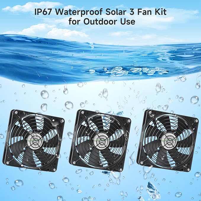 Fanspex 5.5" Solar 3 Fan Kit, IP67 Waterproofed Solar Powered Fan for Intake or Exhaust Air, Ventilation & Cooling