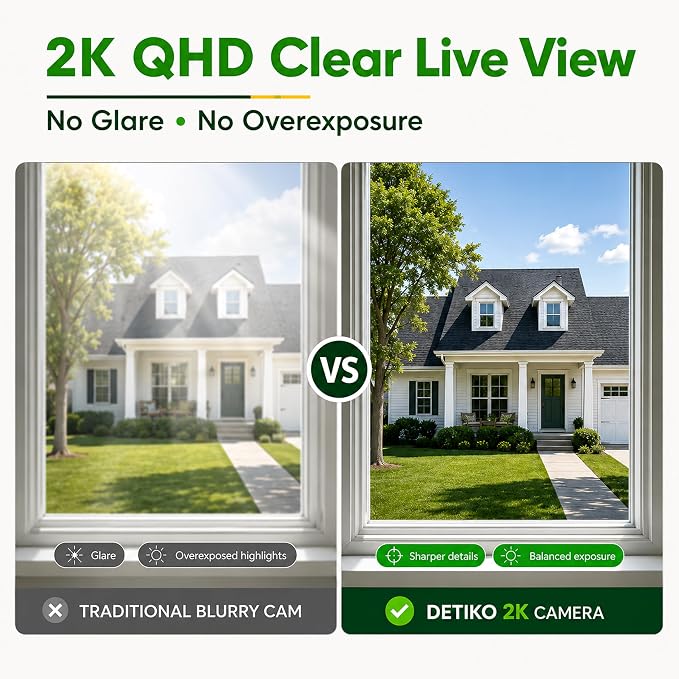 2K Window Camera,5Ghz & 2.4Ghz WiFi Security Camera for Home,120° Wide View,Full Color Night Vision,AI Person/Vehicle/Pet Detection,911 Emergency,US Based Cloud,24/7 Recording,Easy & Quick Install,Pro
