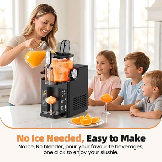 Slushie Machine for Home, 67 oz No Ice Needed Frozen Drink Machine & Soft Serve Ice Cream Maker, 6 Presets with Auto-Clean for Slushy, Margaritas & More. Black