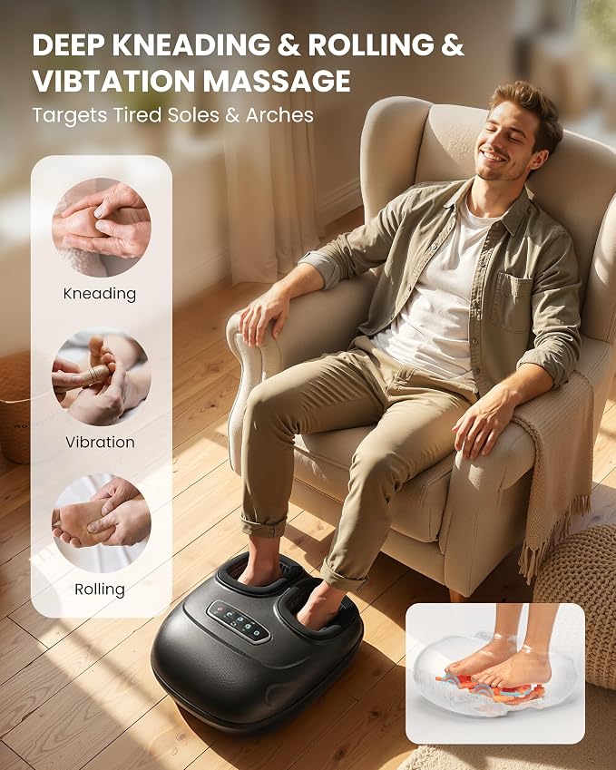 CILI Foot Massager with Heat, Shiatsu Foot Massager for Neuropathy & Plantar Fasciitis Relief, Fathers Day Dad Gifts,Heated Feet Massager with Deep Kneading,Compression,Vibration,FSA Eligible HSA