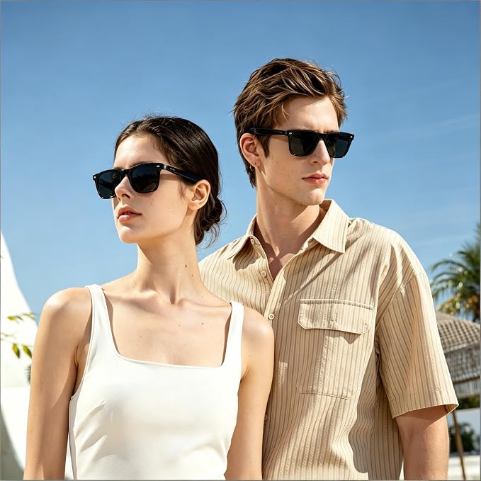 AI Glasses for Men & Women, Smart Glasses Powered by ChatGPT, AI Real-time Translation with 107 languages, 11H Music Play, Bluetooth Sunglasses with Polarized Lens, UV Protection for Daily Use, Travel