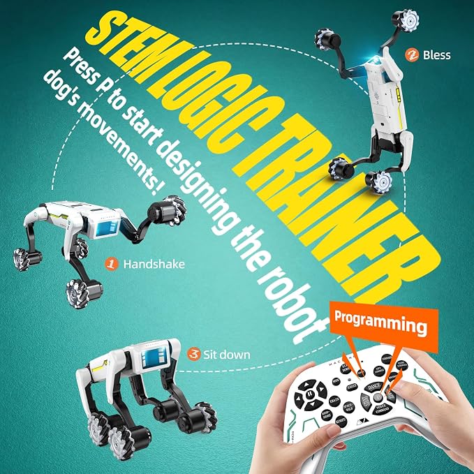 Smart Robot Dog for Kids Ages 6-12, Voice and Remote Control Robotic Pet, 30+ Bionic Actions, All-Terrain Stunt Moves, 25m Range, STEM Toy for Kids