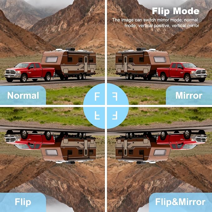 VTimes 3-Camera Wireless RV Backup System, RV Backup Camera with 7'' HD Monitor for Truck, 4 Channels Split Screen, BSD Alert, 984FT Signal Range, IP69K Waterproof IR Night Vision, DIY Guide Lines