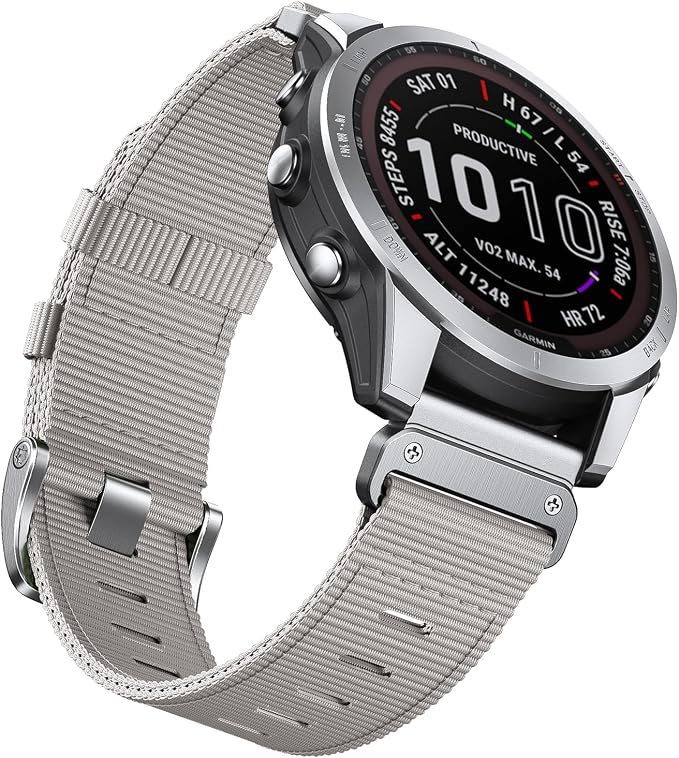 26mm Adjustable Nylon Watch Band for Garmin Fenix 7x Fenix 8 51mm | 316L Stainless Steel Buckle, Second generation of nylon, Quickfit, Built in thick and durable rust proof spring