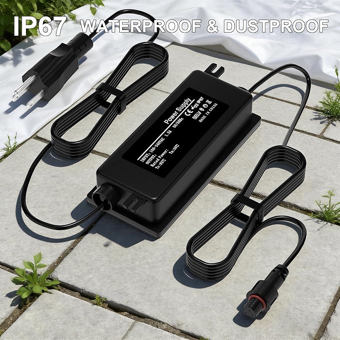 36V Power Supply for Govee Permanent Outdoor Lights Only Compatible with Govee H705A H705B H705C Power Adapter Cord (Flat 3-pin connectors are not Compatible with grooved 3-pin connectors)
