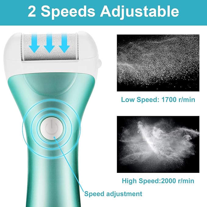 Callus Remover for Feet, Nicebirdie Electric Foot File Callus Removers Rechargeable Waterproof Pedicure Tools Foot Scrubber Shaver Feet Care Tool for Cracked Heels Dead Skin （Blue+White）