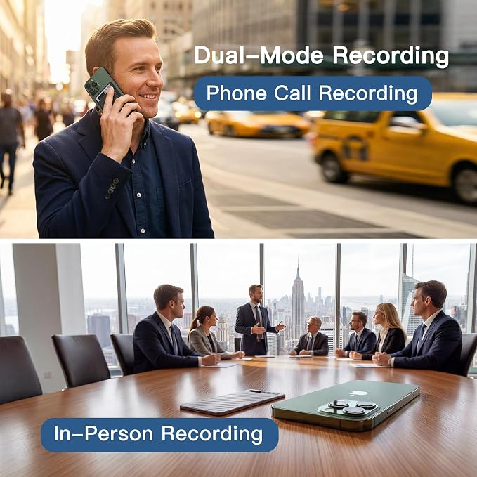 AI Voice Recorder (64GB) – Real-Time Transcription & Summarization | 152 Languages, Noise Cancellation & App Control for Meetings, Lectures, Interviews & Calls