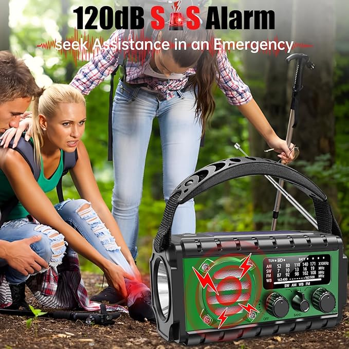 Aivica 20000mah Emergency Radio, SW/NOAA/AM/FM Weather Radio, Solar Powered Hand Crank Chager with Bige Batery Powered,Portable,Cellphone Charge,SOS,Flashlight for Emergency/Home