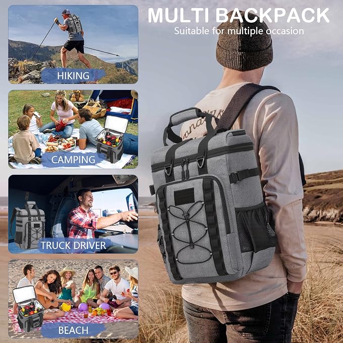 Tactical Cooler Backpack - 42 Cans Backpack Coolers Insulated Leak Proof for Men & Women, Soft Cooler Insulated Backpack for Lunch, Work, Camping, Hiking, Picnic, Beach & Travel