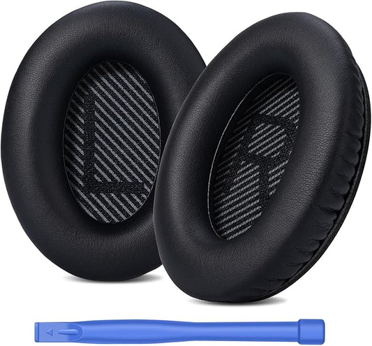 Headphones Replacement Ear Pads for Bose QuietComfort 35 QC35 & QC35 II – Premium Memory Foam, Soft Protein Leather, Enhanced Noise Isolation, Easy Install, Comfortable & Durable（Black）