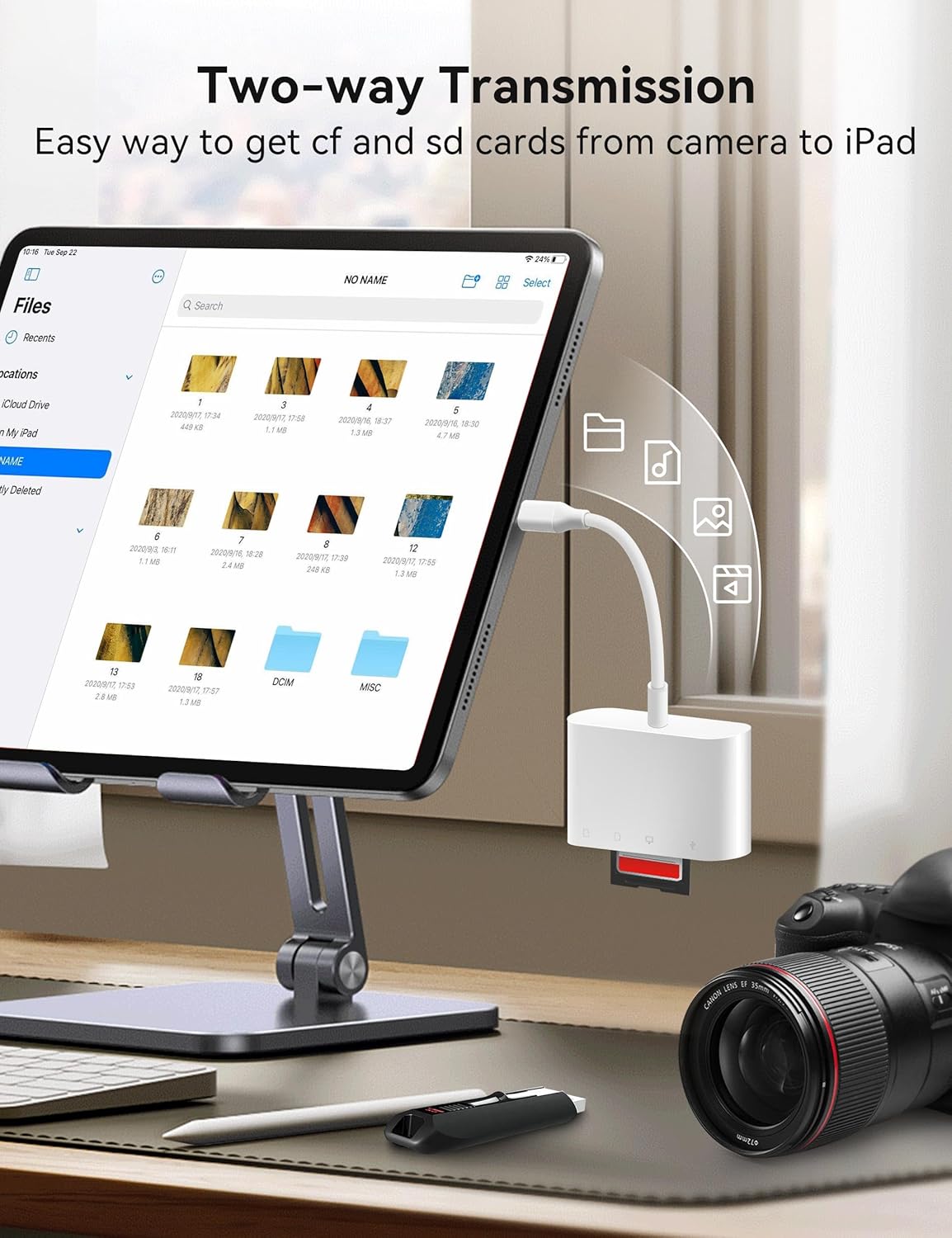 SD Card Reader, USB C to Micro SD/TF/CF Memory Card Reader, 4 in 1 USB Type C Camera Adapter for iPhone 15, iPad Pro, MacBook, Supports Memory Card SD/Micro SD/TF/Compact Flash