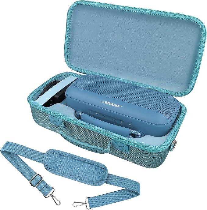 for Bose SoundLink Max Portable Speaker Hard Protective Case, Portable Travel Case Replacement with Shoulder Strap and Handle (Blue Case) - co2CREA