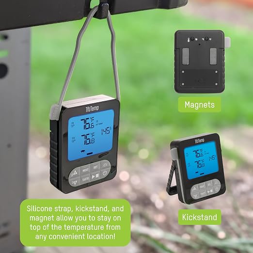 Taylor TruTemp Dual Probe Wired Programmable Meat & Food Thermometer, Digital, Monitor Two Dishes, Baking, Grilling, Roasting, User-Friendly, Backlit, Gray