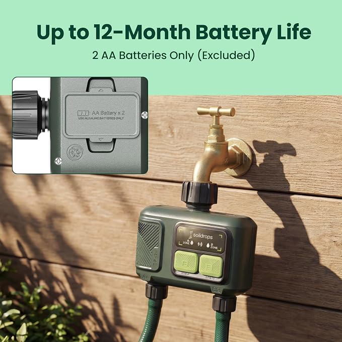 WiFi Water Timer, Hose Timer 984ft Long Range RF with Gateway, App Control, 8-Month Battery, Weather Delay, 3/4" Smart Irrigation Controller