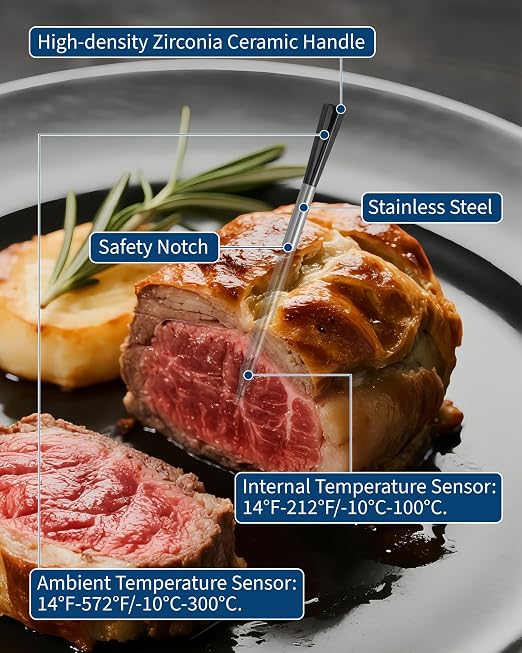 Garvee Smart Bluetooth Wireless Meat Thermometer, Long-Range Food Thermometer with Wireless Probe, Standalone Display Base, Dual Sensors, Perfect for BBQ, Oven, Smoker, Grill