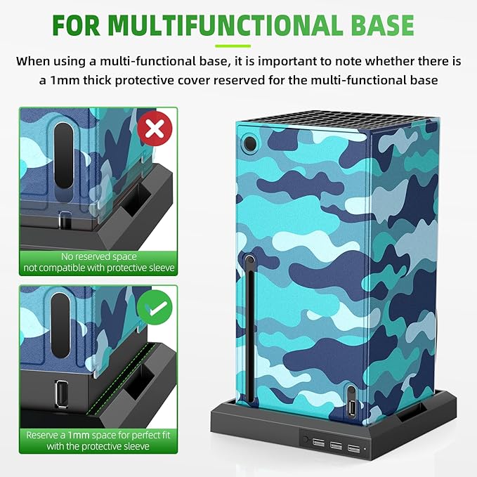 WOLIBEAR Magnetic Smart Wraps for Xbox Series X Console, Full Protection Protective Cover Case for Xbox Series X Accessories with Premium PU Leather and Soft Inner Lining - Blue Camo