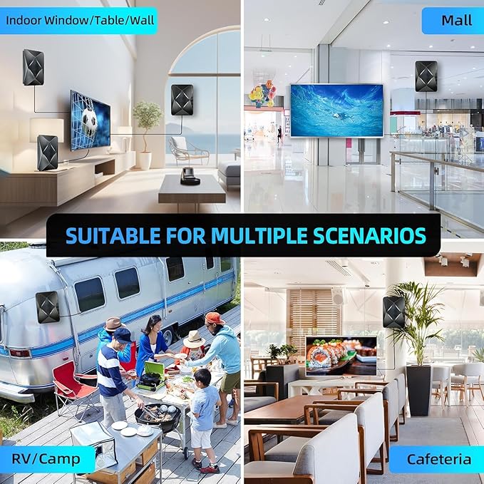 2026 Upgraded TV Antenna, 3600+ Miles Range Indoor/Outdoor Digital Antenna for Smart TVs and All Old TVs, HDTV Antenna for Local Channels with Amplifier, Supports 8K 4K 1080p - 38ft Coax Cable