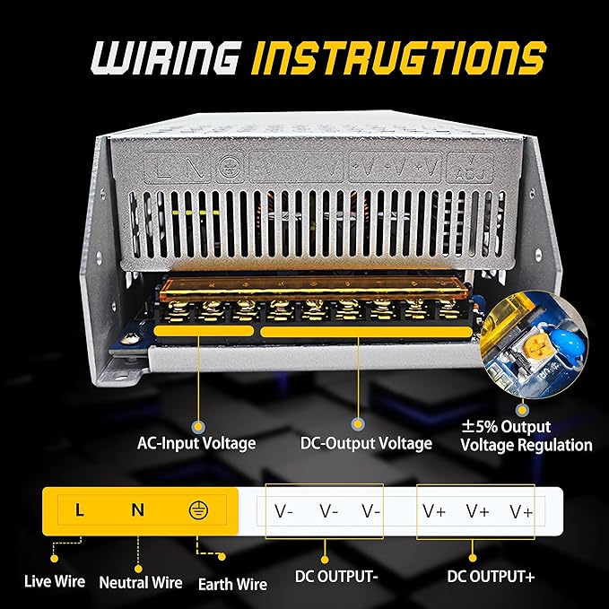 DC 12V 83.3A 1000W Power Supply SMPS AC 110V / 220V-DC 12V Transformer Adapter for Advertising Signs,CCTV Camera Security System,Computer Project of Industrial Power Supplies (DC12V-1000W)