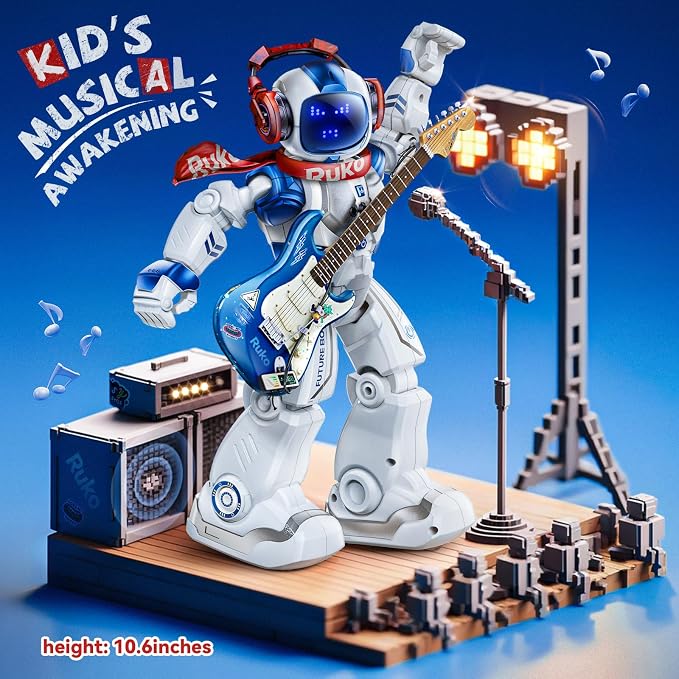 Ruko 6088 Robot Toys for kids, Programmable Remote Gesture Sensing & APP Control, Interactive LED Face, Dancing Singing Rechargeable Smart Robot, Birthday Present for Age 3-6 Year Old Boys Girls, Blue