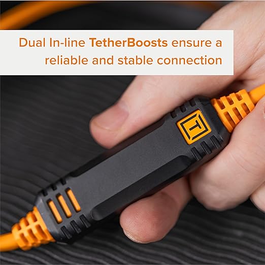 TetherPro Optima 10Gbps Gen 2 USB-C, 31' (9.4m), Straight to Right, High-Visibility Orange