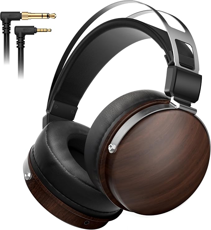 Wired Studio Headphones with 32Ω, Professional Over-Ear Monitor Headset for Recording Mixing DJ Podcast Audiophile, Detachable Cables & Comfortable Protein Leather, Stereo for Computer Guitar Amp